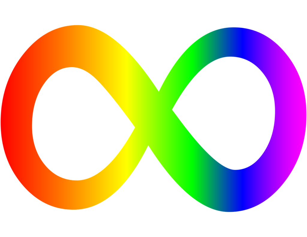 A rainbow infinity symbol on a white background